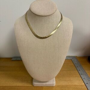 Gold tone medium double layer herringbone vintage look necklace